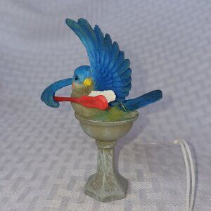 GALERIE II Blue Bird Bathing in Bird Bath Hanging Ornament
